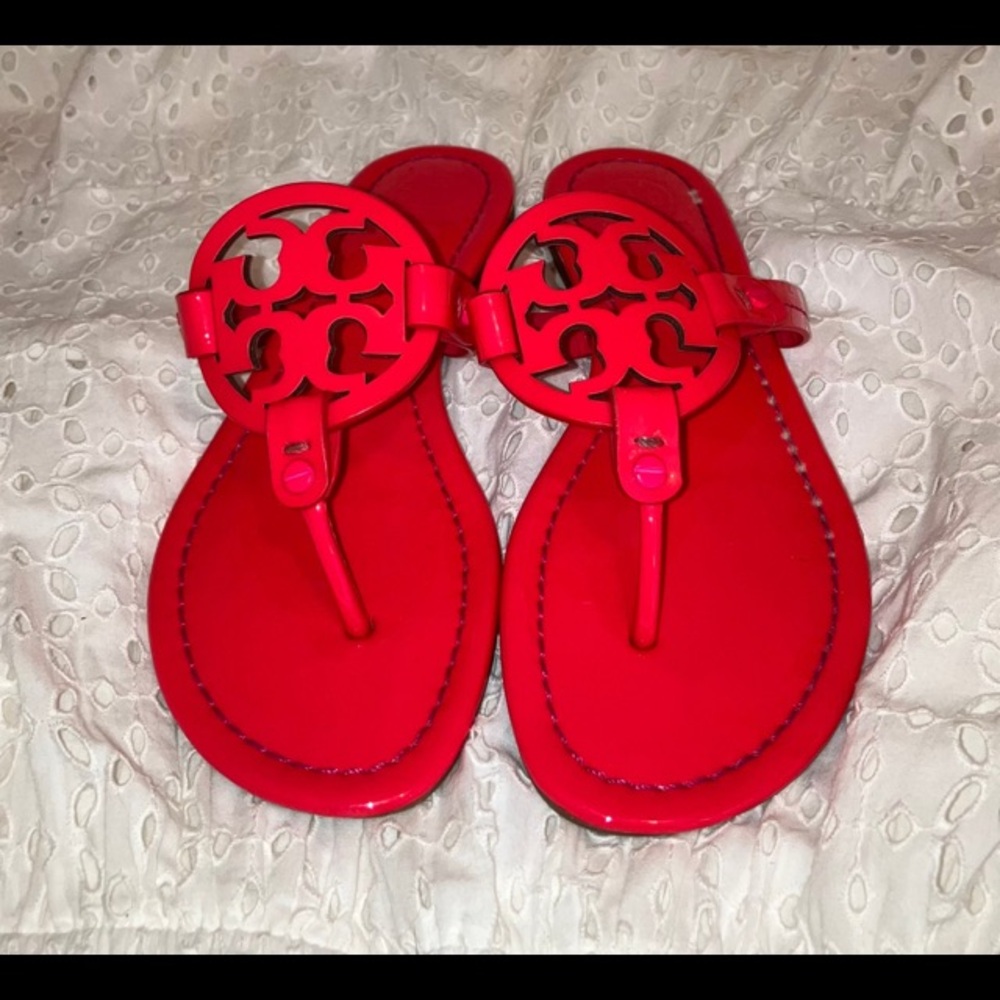 Tory Burch Fluorescent Neon Hot Pink Miller Sandals